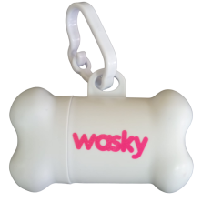 DISPENSADOR BOLSAS FORMA HUESO WASKY BLANCO